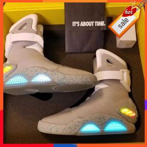 2023 Nowe buty LED ciemnoszary oświetlenie magów czarne autentyczne sneakers air mags Marty McFly's Air Mags powrót do przyszłego blasku w Theback