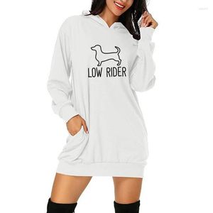 Kadın Hoodies Pamuklu Gündelik Komik Sweatshirt Elbise Lady Yong Kız Üst Bag Hip Cep Hipster Düşük Sürücü Dachshund Köpek Baskı Kadınlar