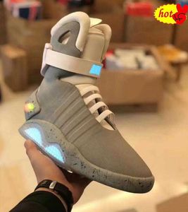 2023 Atacadores Automáticos Tênis Air Mag Marty Mcfly's air mags Back To The Future Shoes Led Mens Glow In The Dark Black Red Grey Boots High-Top Men With Box