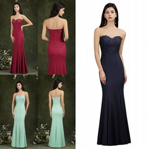 2022 Sexy Designer Mintgrüne Brautjungfernkleider Burgund Dunkelmarineblau Sheer Neck Mermaid Trauzeugin Kleider Abendkleid CPS1319E