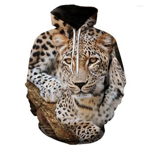 Herrtröjor 2023 Autumn Winter Animal 3D Print Leopard Cool Hoodie Men Women Casual Long Sleeve Tops Fashion Boy Girl Sweatshirts