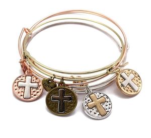 Münze Herz Jesus Kreuz Charm Armband Silber Roségold Armreif Armbänder Armbänder für Mädchen Frauen Modeschmuck Will and Sandy7595067