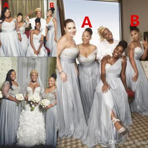 신부 들러리 드레스 쉬폰 아프리카 컨트리 정원 공식 웨딩 파티 게스트 가운 하녀 명예 가운 플러스 크기 커스텀 메이드 160E