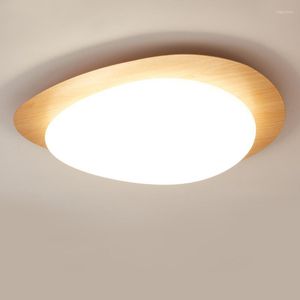 Tavan Işıkları Modern Çin Demir Led Lamba Yatak Odası Oturma Odası Dekor Sıcak Beyaz Püskürtme Aydınlatma Ahşap Tahıl Tasarımı 580mm Fikstür