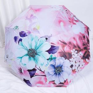 Umbrellas Creative Flower Umbrella Double Layer UV Sun Protection Parasol Outdoor Men Women 5-Folding Cute Sombrillas