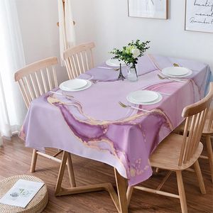 Tischtuch Marmorverlauf rosa Tischdecke wasserdichte Essfeier rechteckige runde Heimtextilien Küchendekoration