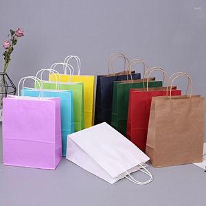 Gift Wrap 10PCS/lot Kraft Paper Bag With Handles 21x15x8cm Festival For Wedding Birthday Party High Quality Jewelry Bags