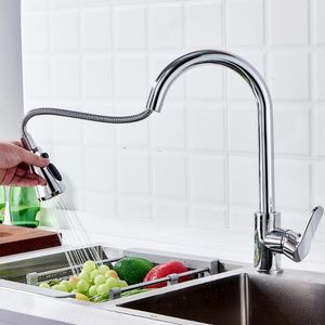 Kitchen Faucets Pull-out Faucet And Cold Water Splash-proof Any Direction Rotating Sink Supplies