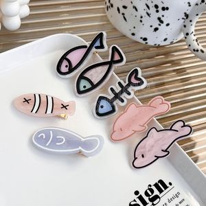 5.5cm Cartoon Cute Dolphin Acrylic Geometric Hairpin Barrettes for Women Sweet Bangs Side Clip Duckbill Clips Hairpin Hair Accessories