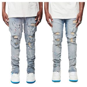 Herren Jeans Mode Zerrissene Für Männer Trendy Slim Paint Craft Denim Bleistift Hosen Straße Hipster Hosen Männliche Kleidung XSXL 230721