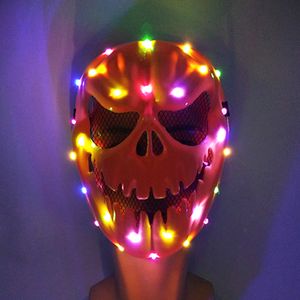 Party Masks Neon Luminous Scary Face Mask Led Light Up Pumpkin Head för Halloween Cosplay Props Glowing Horror Costume 230721