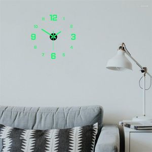 Väggklockor svart kreativ enkel lysande digital klocka diy stum studie vardagsrum hålfri klistermärke