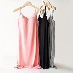 Women's Sleepwear Summer Slips Under Dress Sleeveless Modal Padded Sleepdress Sexy Women Slim Strap Nightdress Homewear