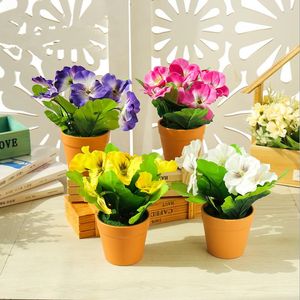 Dekoratif Çiçekler Yapay Çiçek Süsleme Viyola Tricolor Mini Bonsai Simülasyon Yeşil Bitki İpek Saksı Ev Dekorasyonu