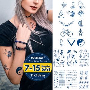 Semi-Permanent Waterproof Temporary Tattoo Sticker Fox Bike Dandelion Ink Line Lasting Herbal Tattoos Women Men Body Art Tatto