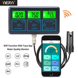 Medidores de PH WiFi Medidor de PH Temp TDSppm EC ORP Water Tester Tuya APP Smart Monitor Digital Analyzer para Aquariums Hydroponics Swimming Pool 230721