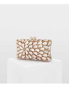 Borse da sera XIYUAN Borse a conchiglia oro/argento da donna Mini pochette con rossetto Borsa a mano con strass per festa nuziale in cristallo