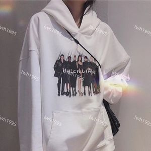 Designer Balanciagas Hoodie Oversized Vintage Luxe Paris Brand b Family Loose Casual Cotton Wave Men's and Women's Lovers