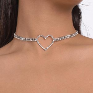 Choker Ourfuno Romantic Hollow Heart Necklace for Women Multilayer Crystal Tennis Chain Fashion Jewelry Girls Gift23