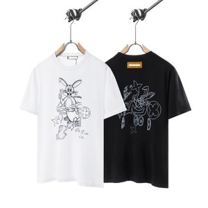 Summer T-shirt men's fashion casual cotton men's half-sleeve T-shirt men's tide brand loose Bunny printed short sleeves.