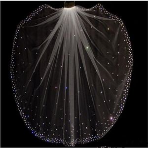 Glitter Sparkling High Quality 1 Layer Crystals Wedding Veils With Comb White Ivory Bridal Accessories Cheap 263Z