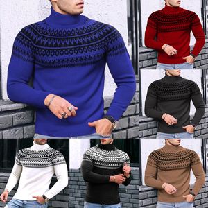 Höst- och vinter nya herrtröjor Vintage Collar High Collar Youth Man's Long Sleeve Knitwear Pullover