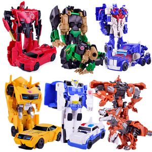 Brinquedos de transformação Robôs Transforming Toy Car Children 12cm Transformation Robot Kit Toys Models 2 In 1 One Step Model Deformed Car Toy for Boy Gift 230721