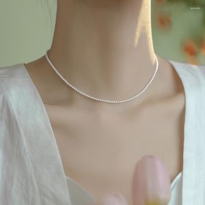 Catene Collana di perle impeccabili rotonde grandi e snelle con borsa da donna leggera e forte oro sottile catena a clavicola regalo per fidanzata