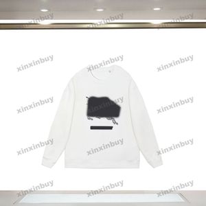 Xinxinbuy Men女性デザイナースウェットシャツパーカー馬の手紙刺繍セーターブルーブラックホワイトXS-L