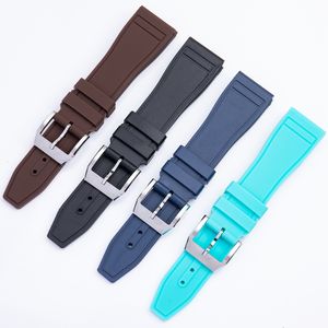 Toppkvalitetsklocka Band Rubber Sports Black Blue Soft Hållbar för IWC -bandarmband 22mm rostfritt stål Pin Buckle Waterproof