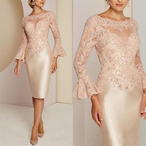Classic Lace Mother of the Bride Dresses Long Sleeve Beads Wedding Guest Dress Custom Women Wear Evening Gowns Plus Size222A