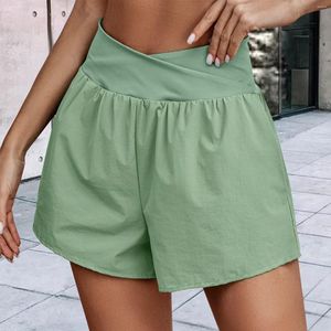 Kvinnors shorts sommar damer sport hög midja hem strand byxor kvinnliga yoga casual fickor atletisk för träning gym