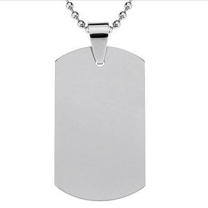DHL Blank Engravable Stainless Steel Dog Tag Military Shape Men Pendant for boys Customized 100 pcs lot Whole3383