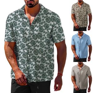 2023 Camisas casuais masculinas Nova camisa de manga curta Masculino Summer Resort Praia Blusa Lazer