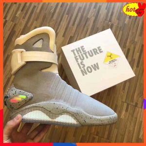 2023 Hot Limited Sale Automatic Laces Shoes Air Mag Sneakers Marty McFlys Air Mags ledde tillbaka till den framtida glödet i den mörkgrå McFlys Man Sporttop