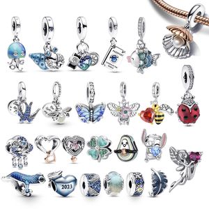 925 Silver Fit Pandora Charm Crab, Jellyfish, Butterfly Fashion Charms Set Pendant DIY Fine Beads Jewelry, A Special Gift for Women