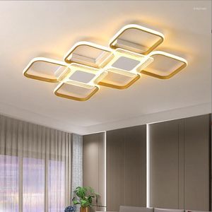 Plafoniere Lampadari Modern Living Room Lampada a sospensione Semplice LED Decorazione d'interni Personalità Camera da letto Sala da pranzo dorata