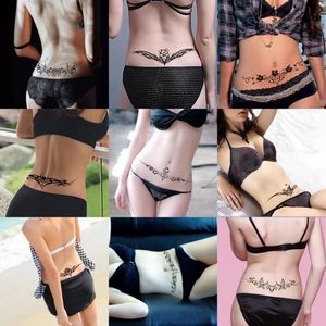 18 Folhas Venda imperdível 2020 Preto Borboleta Flor Tatuagem Design Temporário Tribal Corpo Falso Adesivo de Tatuagem Braço Perna Barriga Impermeável