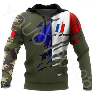 Sudaderas con capucha para hombre primavera y otoño calle con capucha deporte montaña estampado tendencia Tmark personalizado ejército francés cremallera Sudadera con capucha Tops