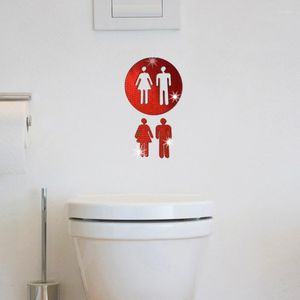 Duvar Çıkartmaları 3D Akrilik Stereo Ayna Çıkartması Kendi Kendinden Yapışkan Uyarı Tabelası Banyo Tuvalet Erkek ve Kadın Logo Dekorasyonu XQMG