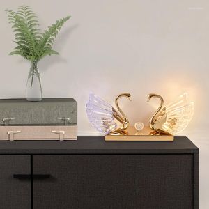 Table Lamps Modern Crystal Swan Lamp Creative Design LED Desk Light D Living Room Bedroom Bedside Study El Homestay Art