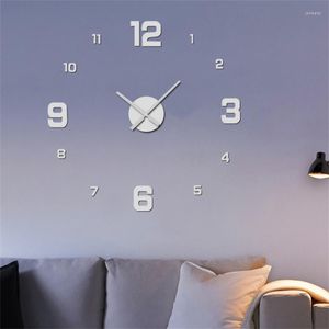 Wall Clocks Silent Art Decal Sticker 2a Battery Removable Acrylic Mirror Decorative Clock Home Decor 3d Diy Creative