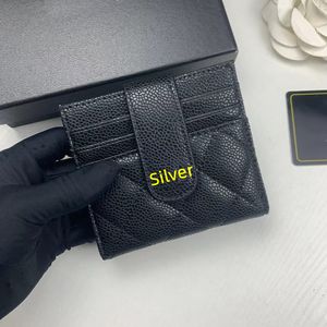 Luxury Designer Card Holder äkta läderfällning Plånbok Kreditkort Väska Fashion Coin Purse Travel Documents Pass Holder Gift With Box