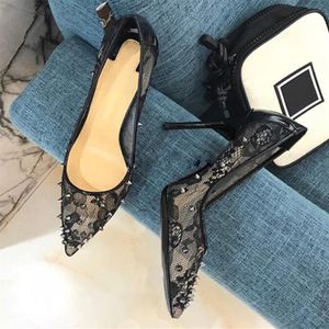 2019 Black Lace High Heel Wedding Shoes for Bride Shilettos Red Bottom Women Heels Companied Tee 12 10 8 cm shoes253p