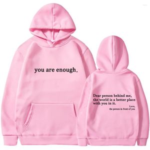 Mäns hoodies kära person bakom mig hoodie världen är en bättre plats huva tröja mental hälsa tröjor unisex vara snäll topp