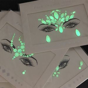 Luminoso 3D Adesivi per tatuaggi viso sexy Decorazione per il viso Halloween Glitter Tatuaggio finto per le donne Tatuaggio per gioielli per il viso