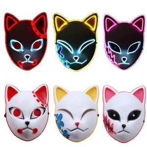 Yeni Parti Maskeleri Demon Slayer Tanjirou Mask Sabito Mascarilla Anime Makomo Cosplay Masques Cadılar Bayramı Kostüm Maskaras Led Toptan