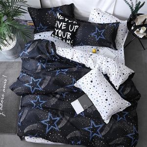 Black Star Bed Linen Högkvalitativ 3 4st sängkläder Set Däcke Cover Platt lakan Kudde mjuk tvilling singel Full Queen King Y20041270Q
