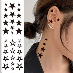 Star Collection Tattoo-Aufkleber, wasserdicht, schwarz, sexy Produkt, gefälschte Tätowierung, Kunst, Körper, Gesicht, Ohren, modernes Tattoo für Frauen und Männer