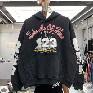 Erkek Hoodies RRR123 Yıkanmış Vintage Hoodie Erkek Kadınlar Kutsal Baskı En Kaliteli Ağır Kumaş RRR 123 Kapüşonlu Bigbang Sweatshirt